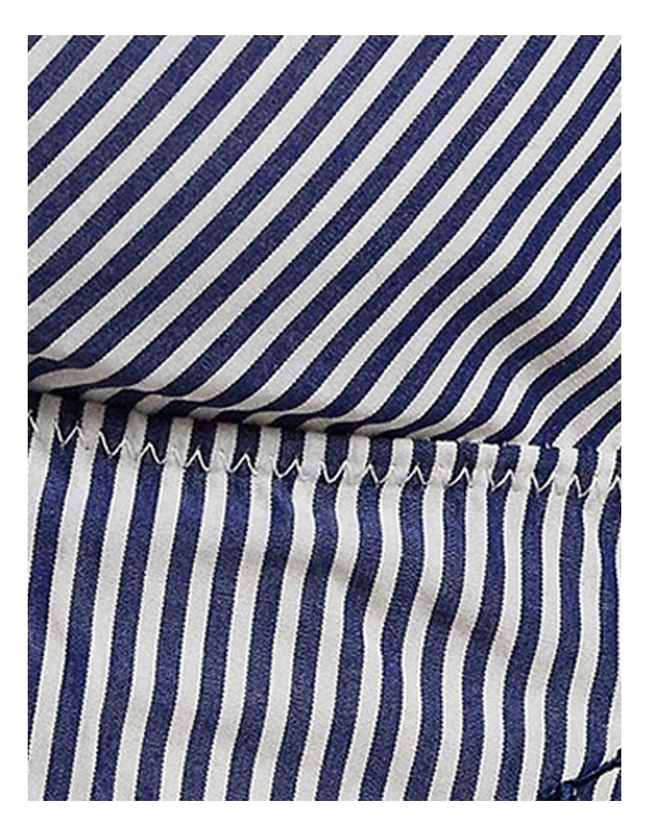 Shirting Stripes Cotton Bustier Longline Bralette in White Cloud x Beacon Blue image 6