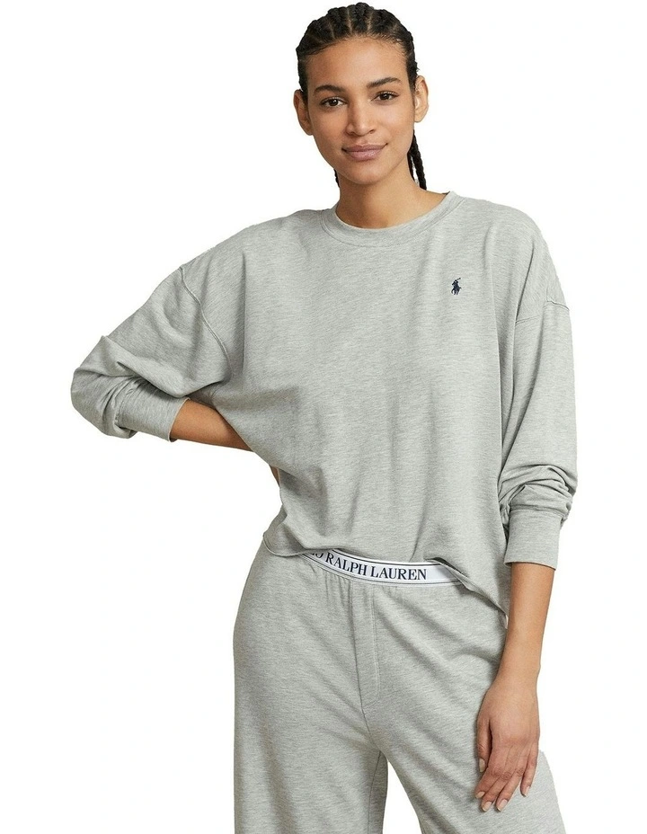 Club Terry Long Sleeve Cotton Jersey Pyjama Set in Heather Grey image 1