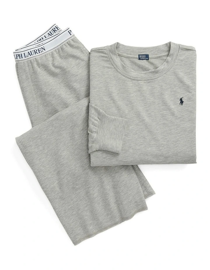 Club Terry Long Sleeve Cotton Jersey Pyjama Set in Heather Grey image 6