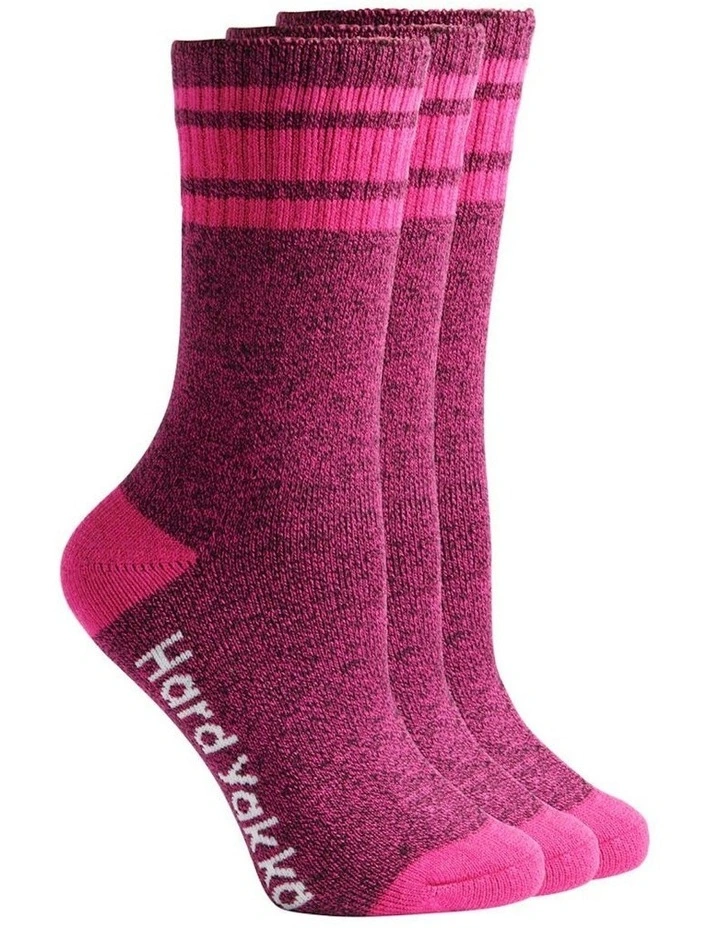 3 Pairs X Bamboo Work Socks in Pink Marle image 1