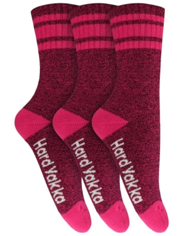 3 Pairs X Bamboo Work Socks in Pink Marle image 2