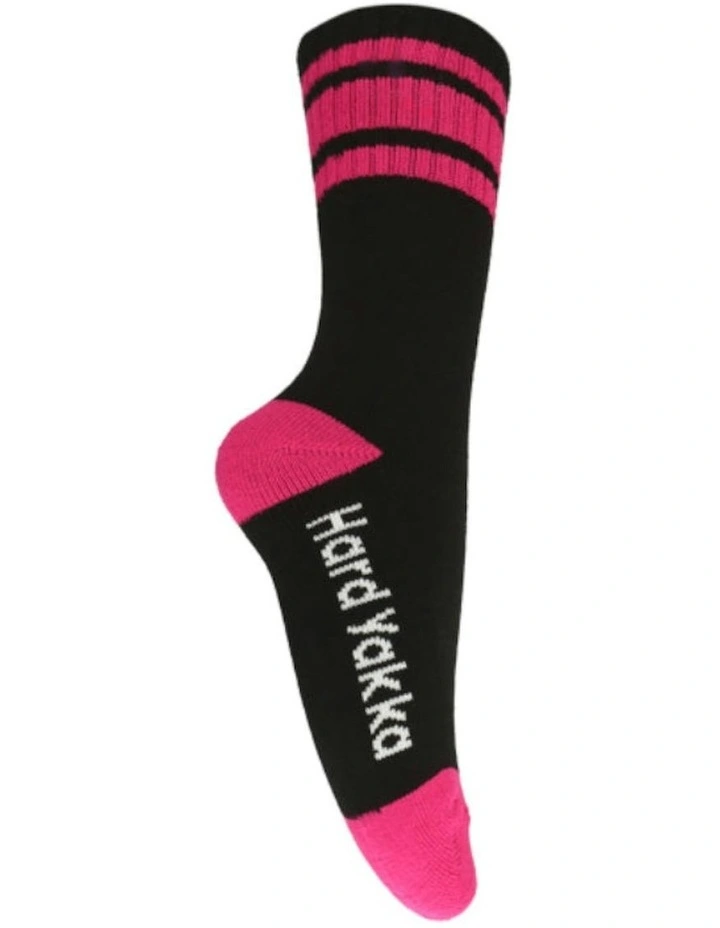 3 Pairs X Bamboo Work Socks in Black/Pink image 4