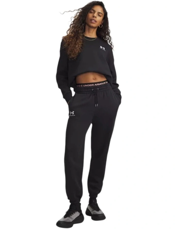 Icon Essential Fleece Joggers Trackies in Black image 3