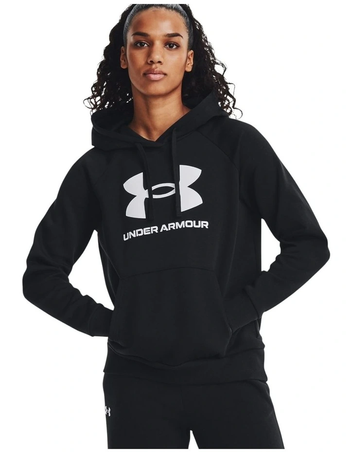 Rival Fleece Big Logo Hoodie in Black image 1