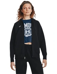Rival Fleece Full Zip Hooded Jacket in Black