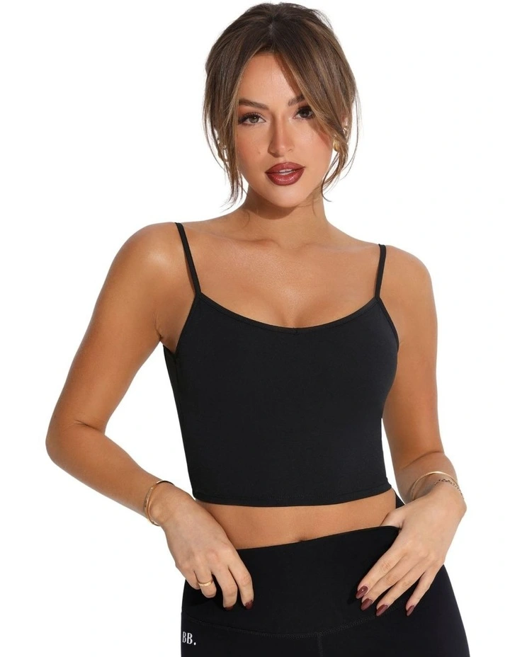 Backless Cropped Cami in Black image 1