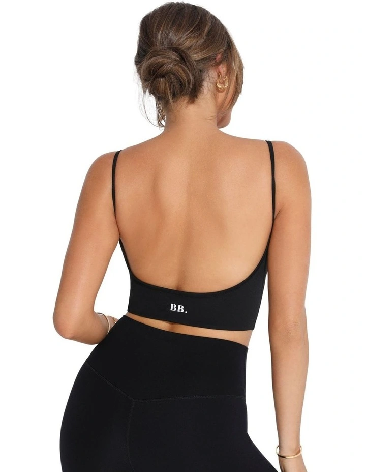 Backless Cropped Cami in Black image 2