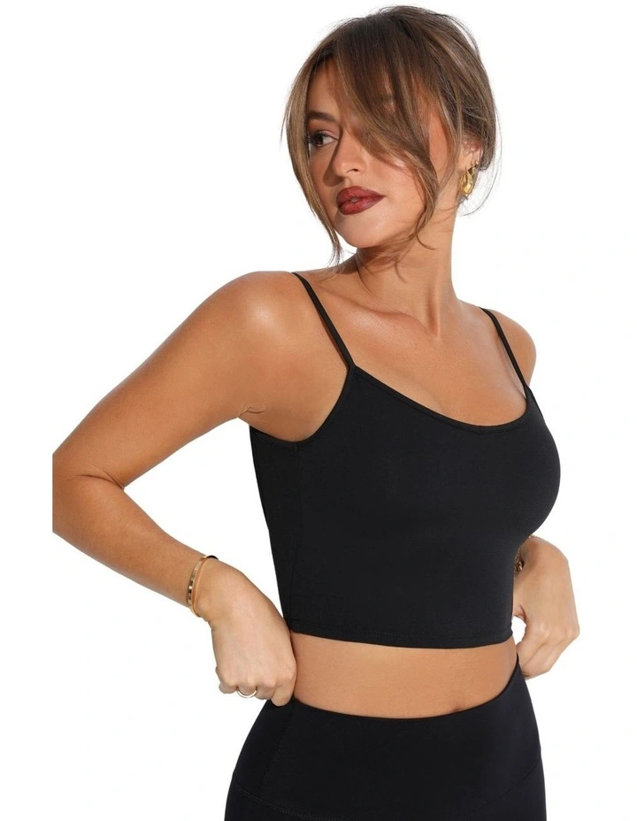 Backless Cropped Cami in Black image 4