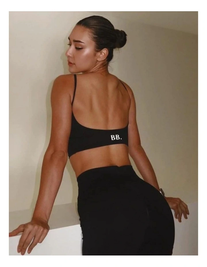 Backless Cropped Cami in Black image 5
