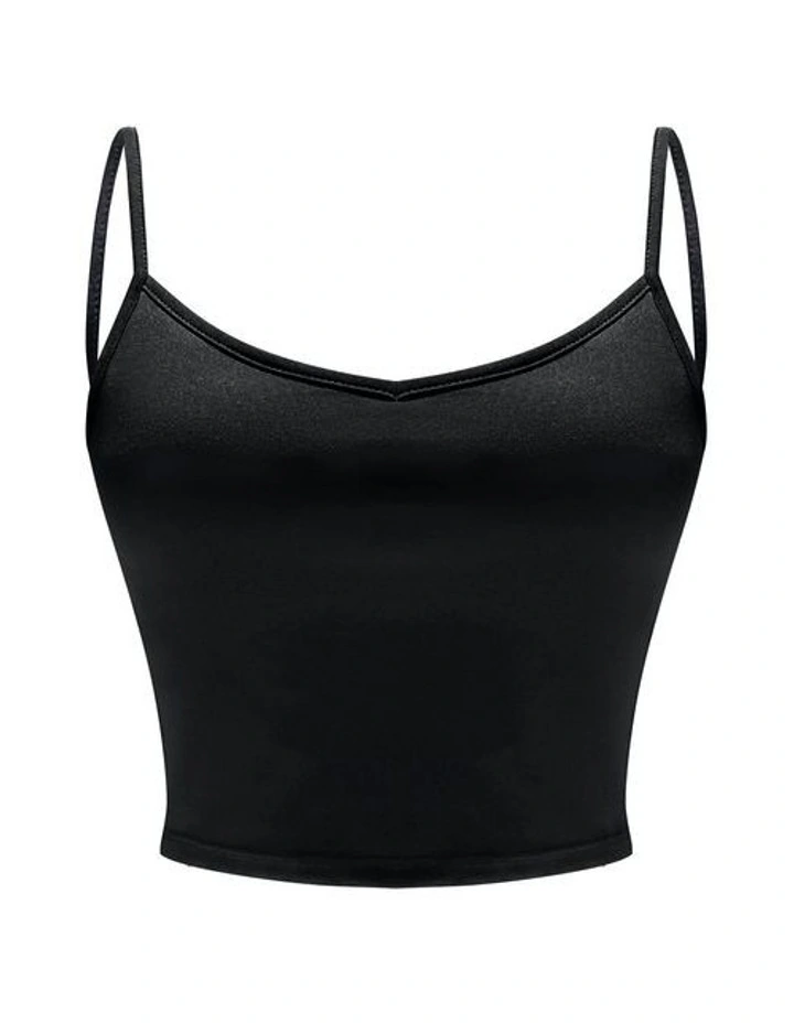 Backless Cropped Cami in Black image 7
