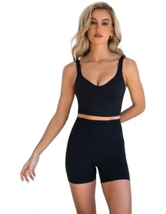 High-Waist Scrunch Shorts in Black