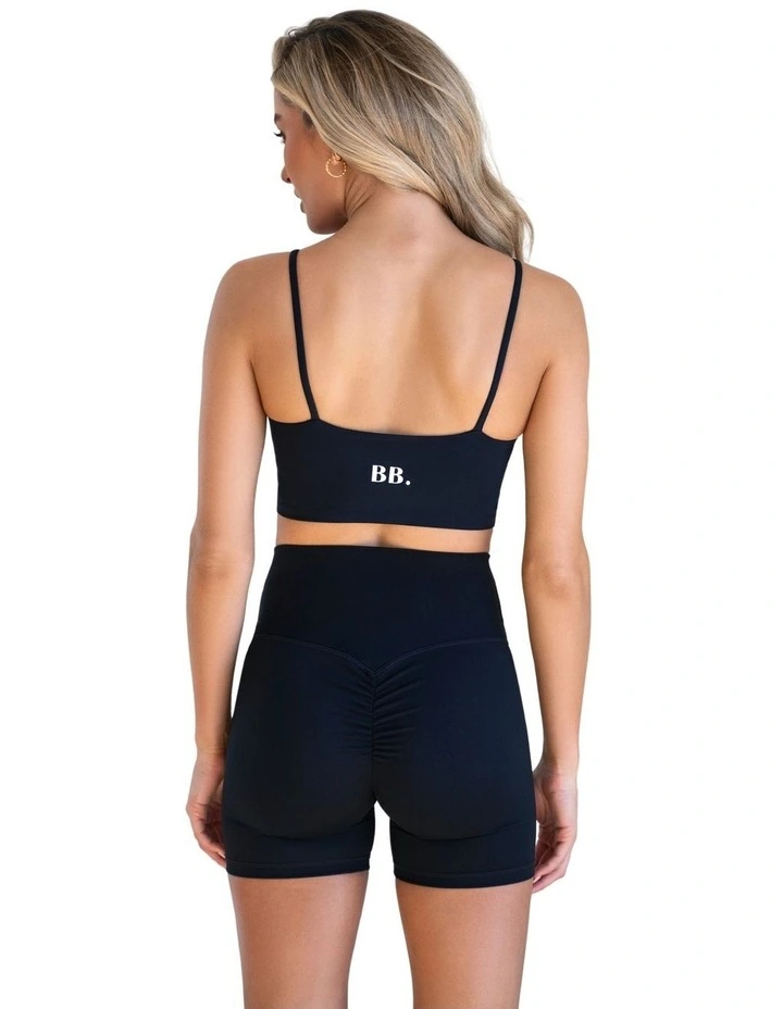 High-Waist Scrunch Shorts in Black image 2