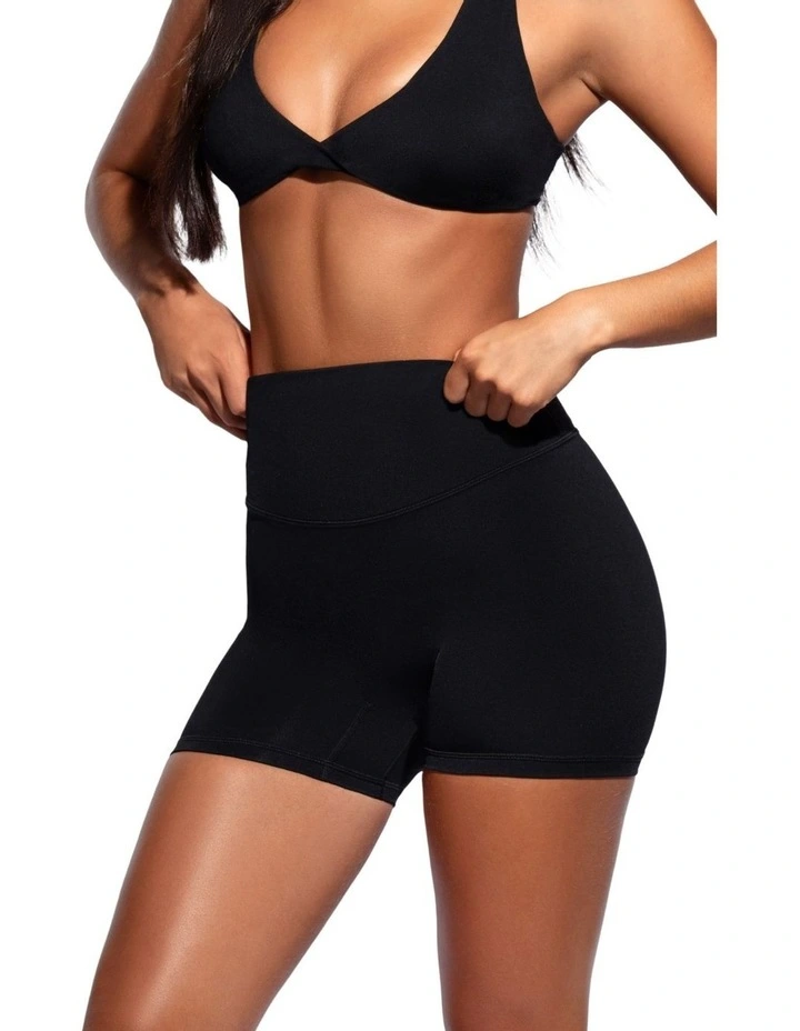 High-Waist Scrunch Shorts in Black image 3