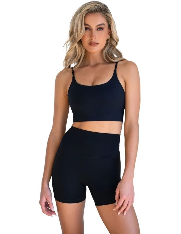 High-Waist Scrunch Shorts in Black image 4