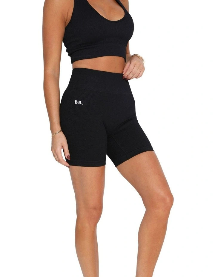 Ribbed Shorts in Black image 3