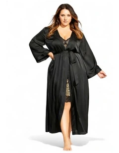 Long Satin Wrap in Black