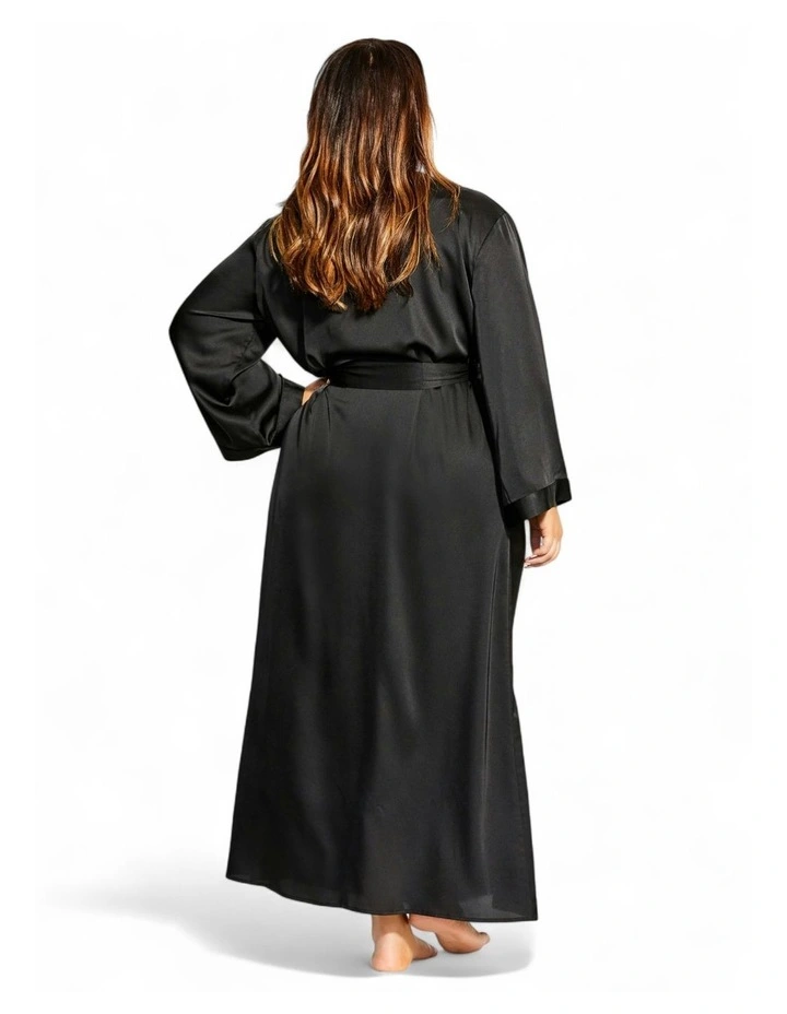 Long Satin Wrap in Black image 2