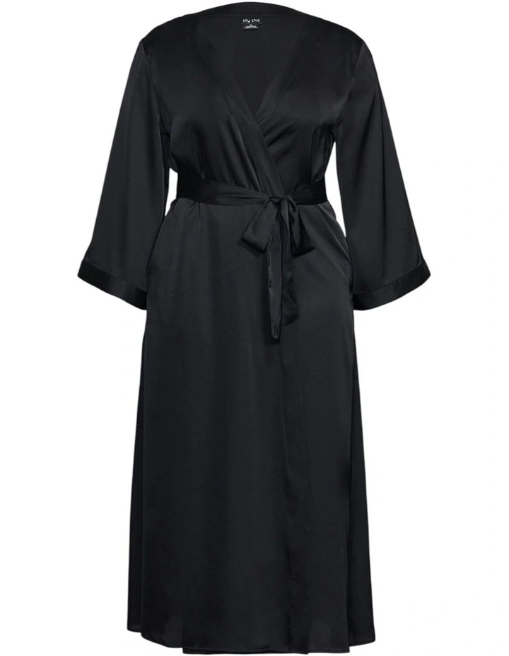 Long Satin Wrap in Black image 4