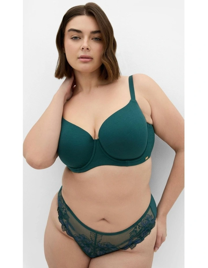 Plus Size Smooth & Chic Cotton T-Shirt Bra in teal image 1