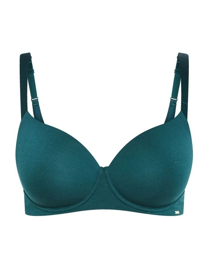 Smooth And Chic Cotton T-Shirt Bra in Teal image 3