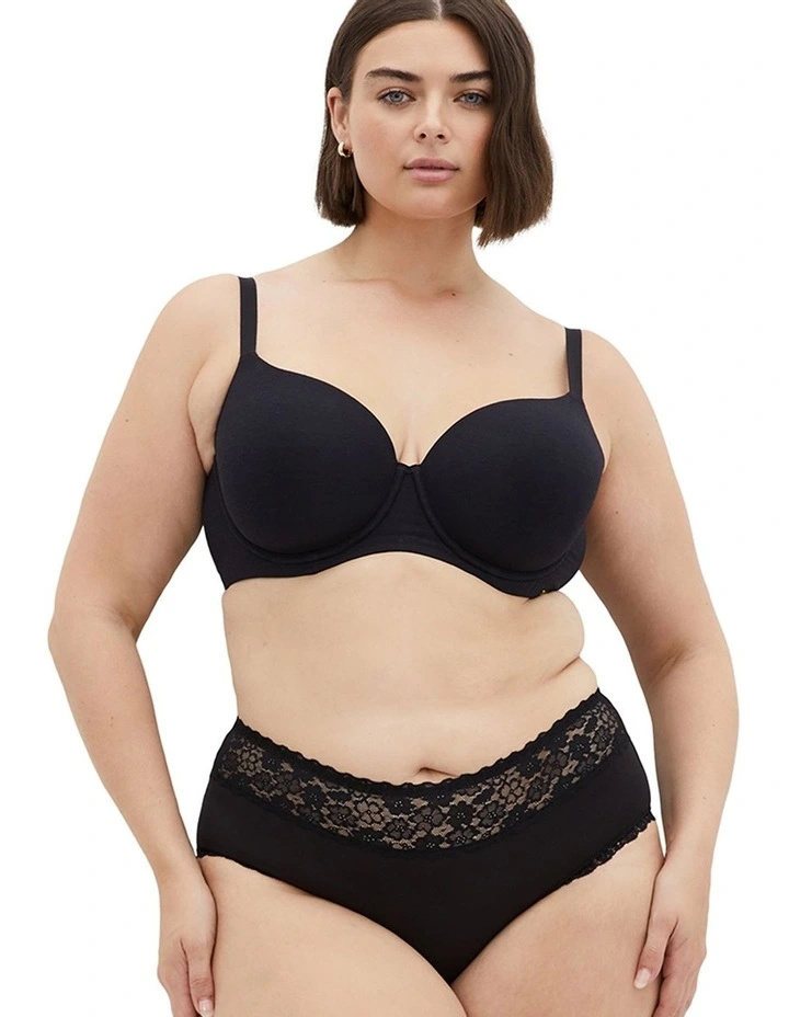 Smooth And Chic Cotton T-shirt Bra in Black image 1