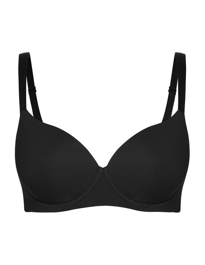 Smooth And Chic Cotton T-shirt Bra in Black image 3