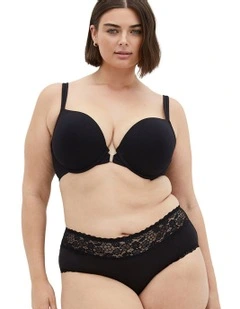 Smooth And Chic Cotton Front Close Push Up Bra in Black