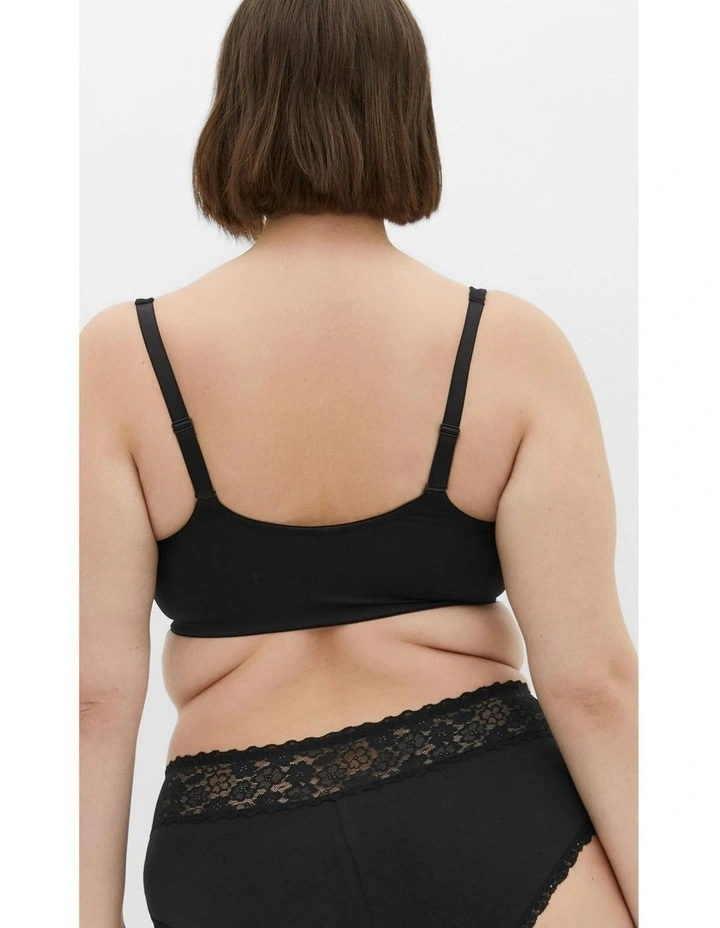 Plus Size Smooth & Chic Front Close Cotton Push Up Bra in black image 2