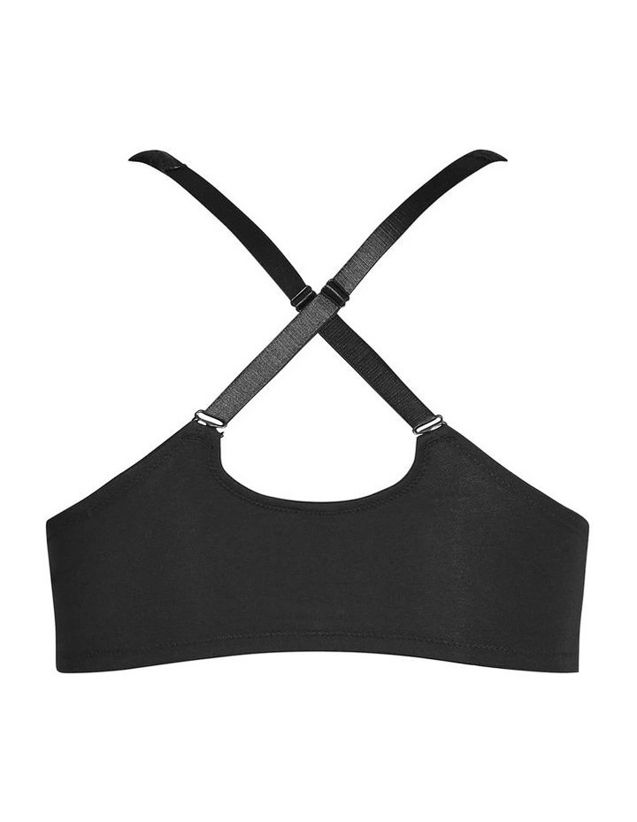Smooth And Chic Cotton Front Close Push Up Bra in Black image 6