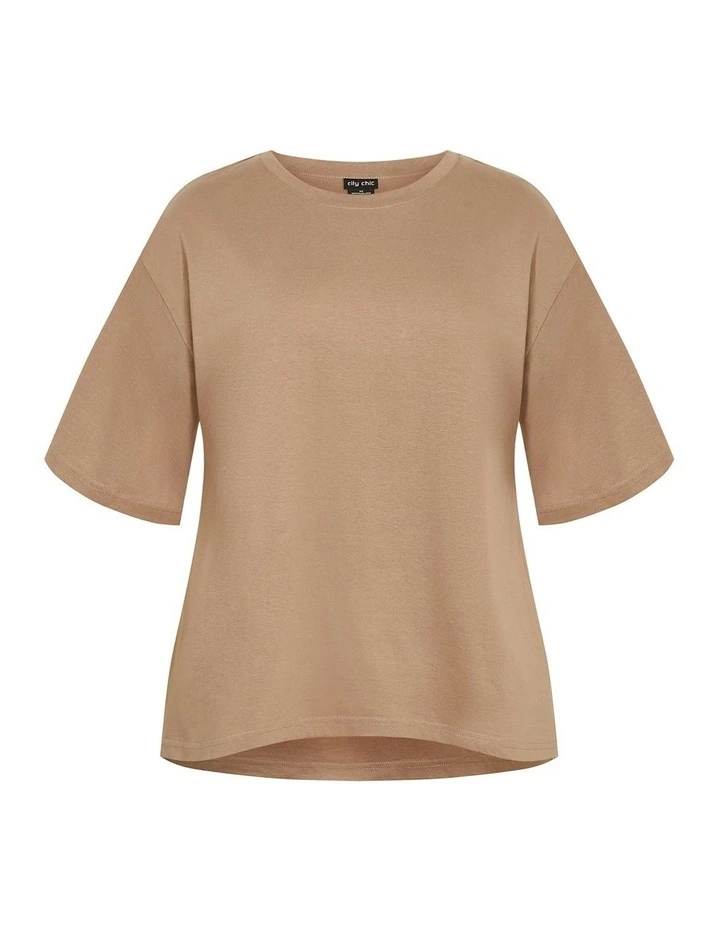 Oversized Crew Neck Tee in Taupe image 4