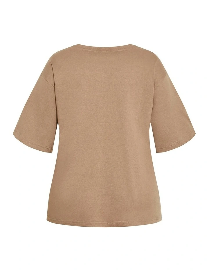 Oversized Crew Neck Tee in Taupe image 5