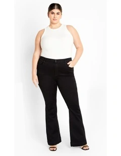 Asha Fit Jasmin Flare Jeans in Black