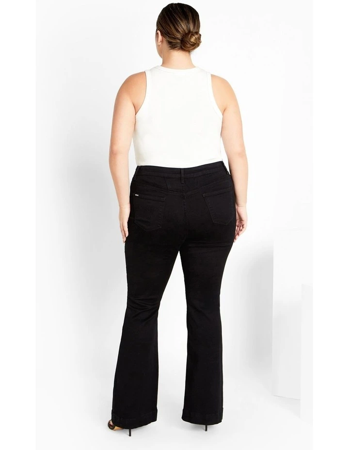Asha Fit Jasmin Flare Jeans in Black image 2