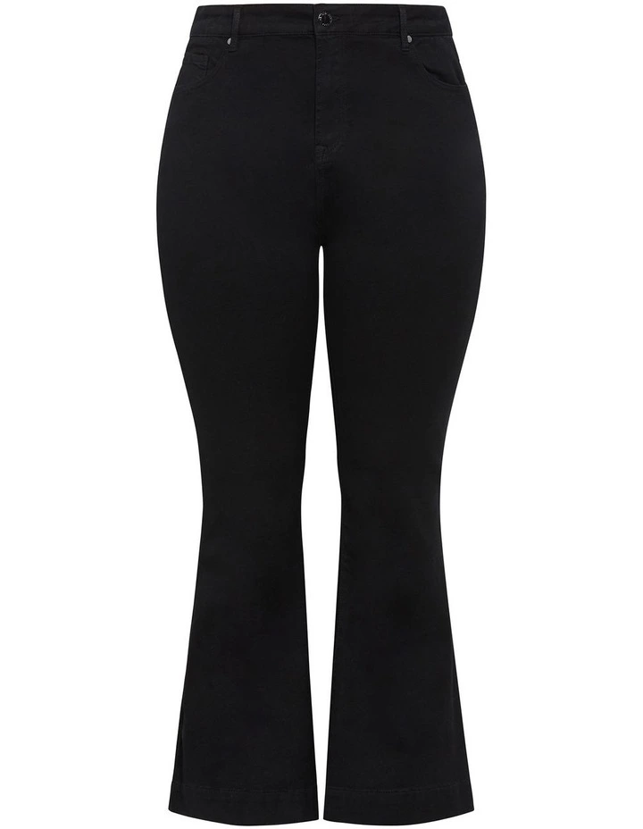 Asha Fit Jasmin Flare Jeans in Black image 4