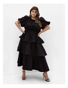 Heavenly Ruffle Maxi Dress in Black