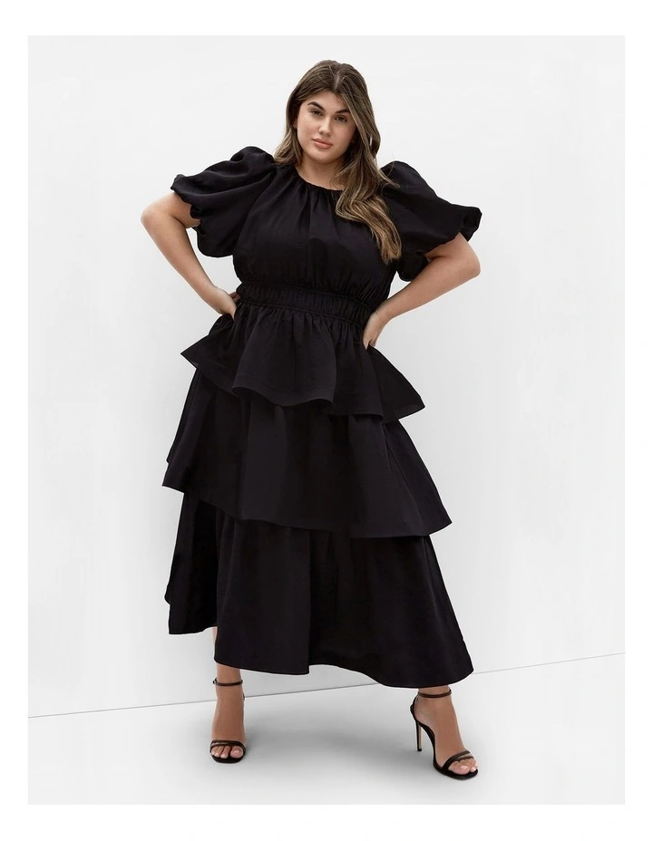 Heavenly Ruffle Maxi Dress in Black image 1