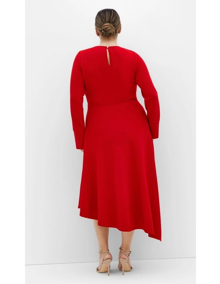 Plus Size Pia Knit Midi Dress in Red image 3