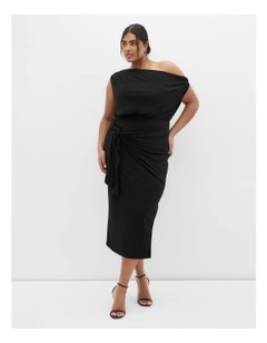 Palmer Tie Front Midi Dress in Black