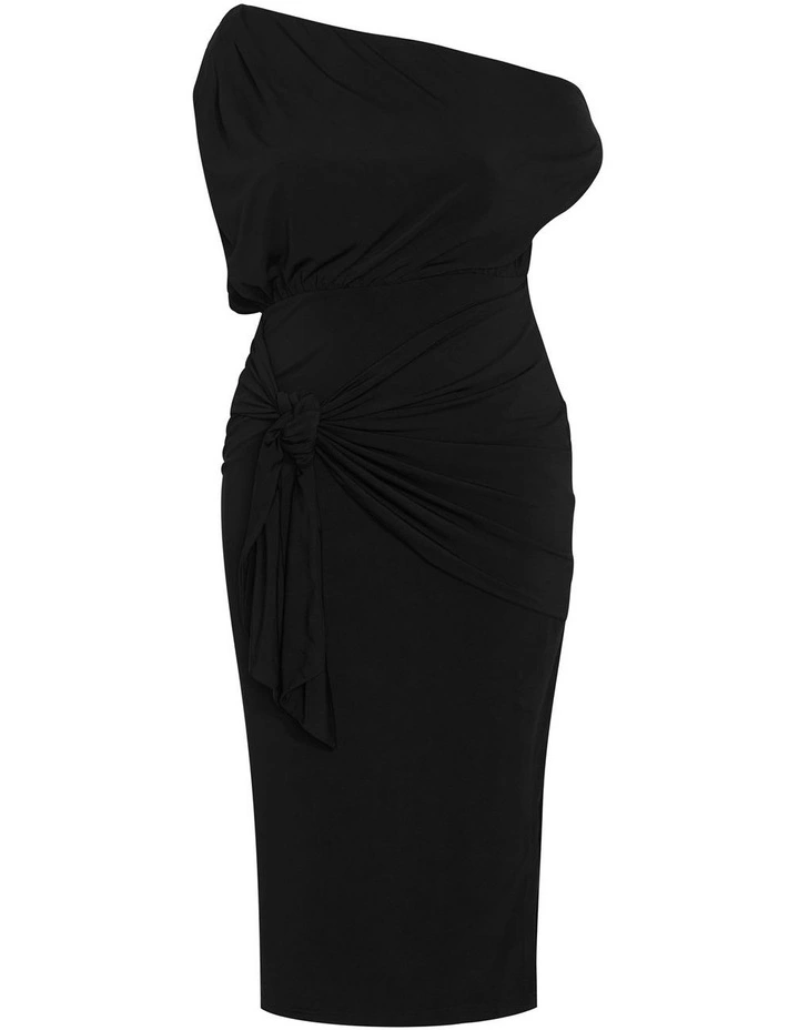 Palmer Tie Front Midi Dress in Black image 3