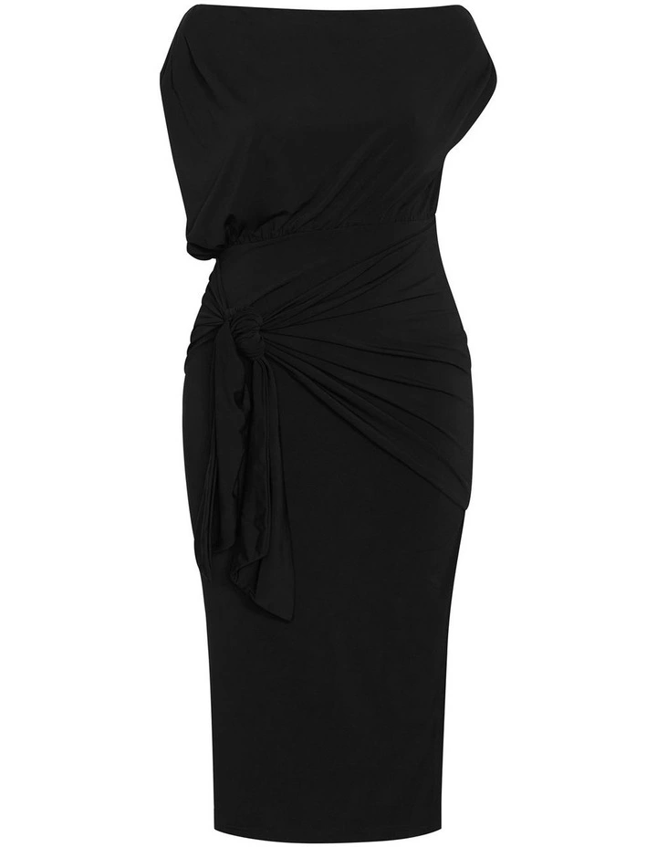 Palmer Tie Front Midi Dress in Black image 5