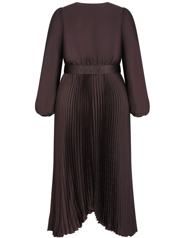 Amara Pleat Midi Dress in Chocolate image 4