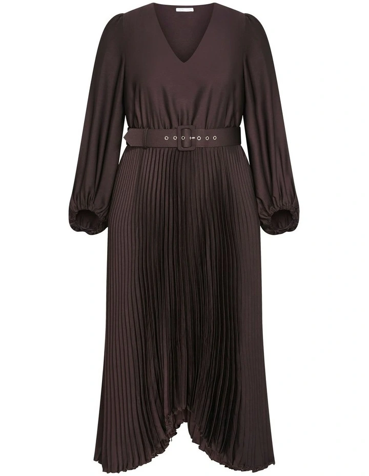 Amara Pleat Midi Dress in Chocolate image 5