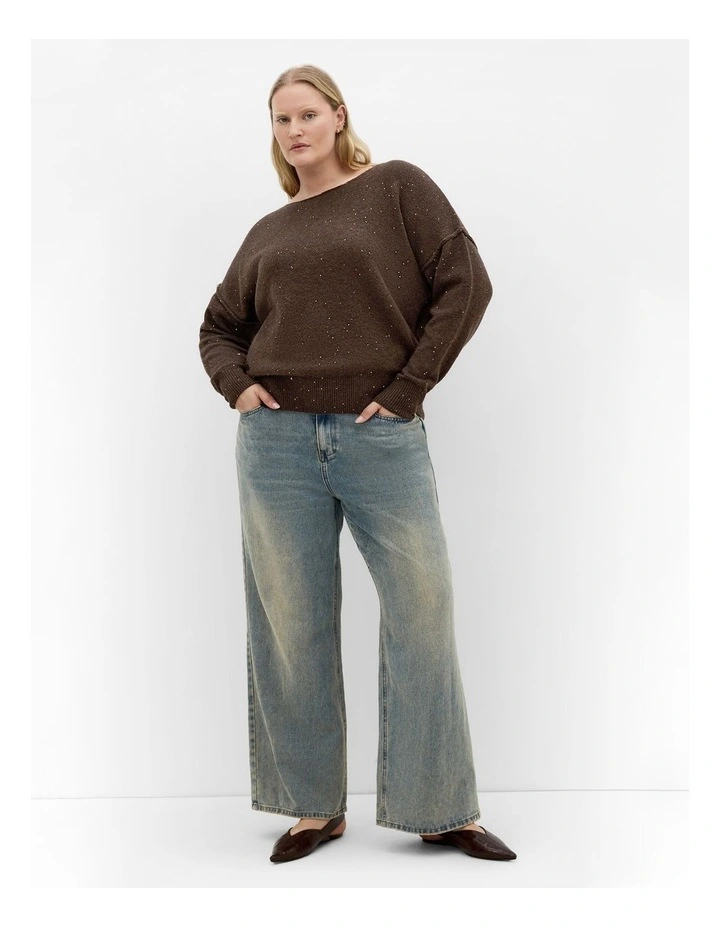 Lottie Knit Jumper in Brown image 1
