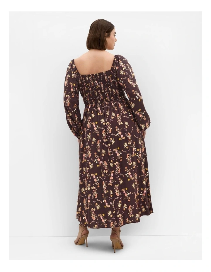 Abbigail Long Sleeve Print Maxi Dress in Cocoa image 2