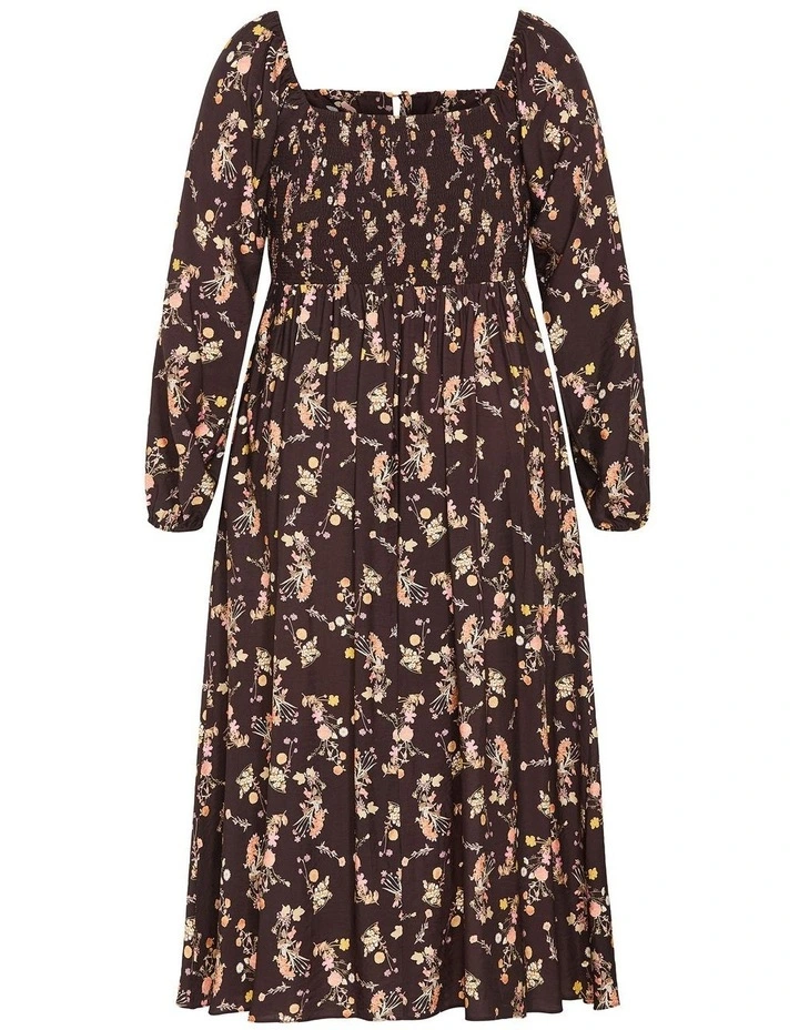 Abbigail Long Sleeve Print Maxi Dress in Cocoa image 4
