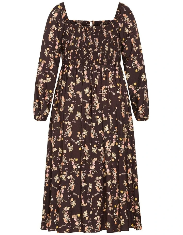 Abbigail Long Sleeve Print Maxi Dress in Cocoa image 5
