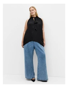 Delaney Neck Tie Top in Black