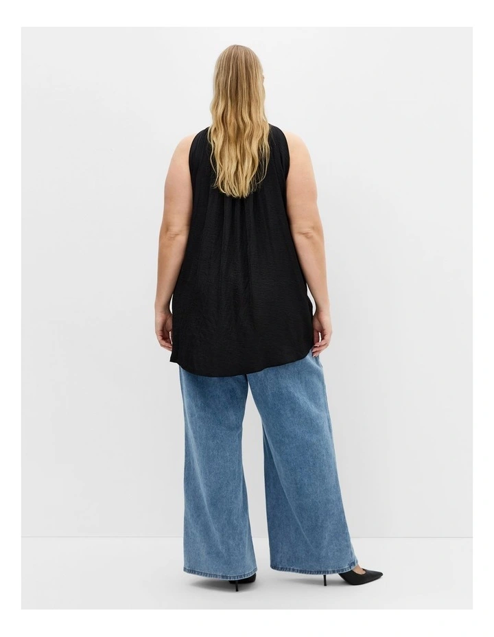 Delaney Neck Tie Top in Black image 2
