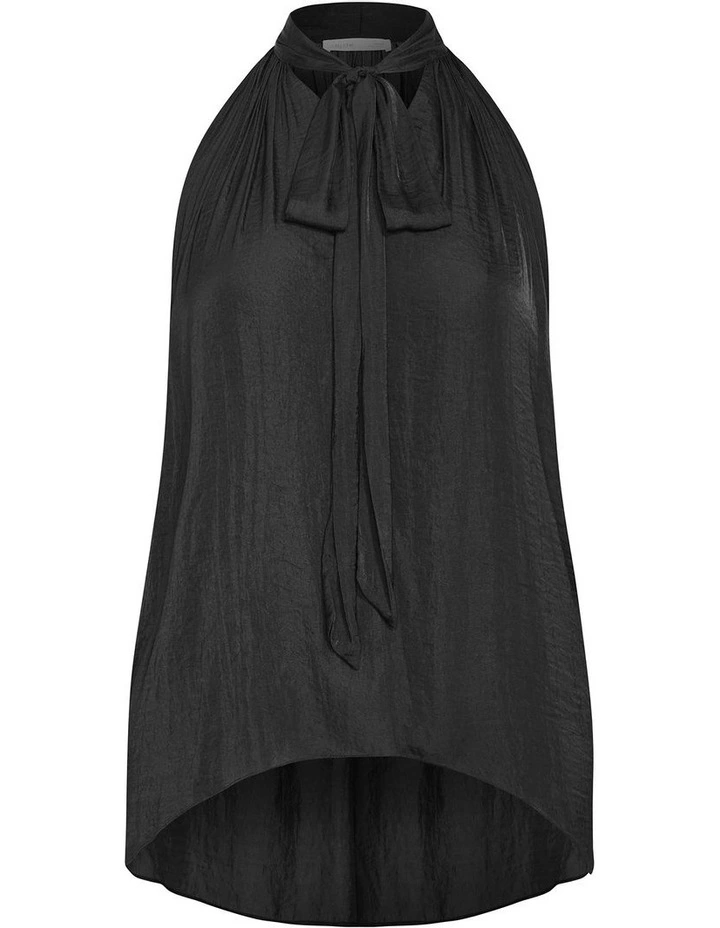 Delaney Neck Tie Top in Black image 3