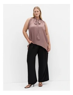 Delaney Neck Tie Top in Brown